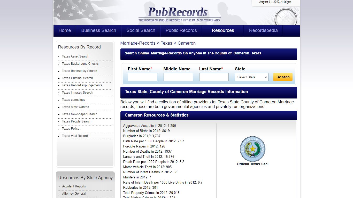 Cameron County, Texas Marriage Records