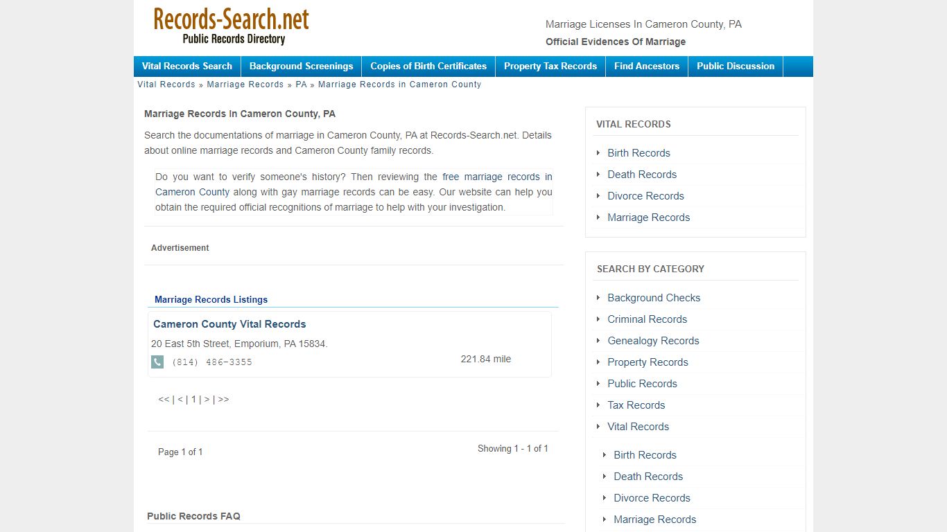 Marriage Licenses in Cameron County, PA - Official ...